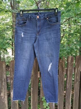 ​1822 Denim High Rise Distressed Skinny Cropped Jeans Size 14